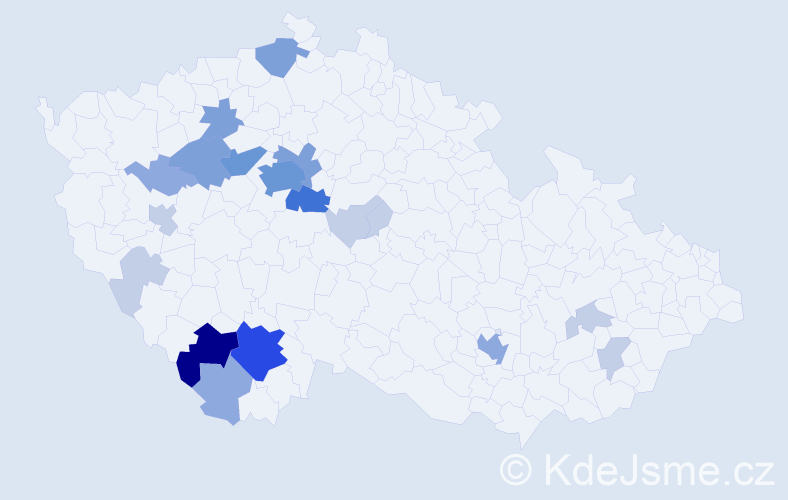 Příjmení: 'Pořádek', počet výskytů 56 v celé ČR