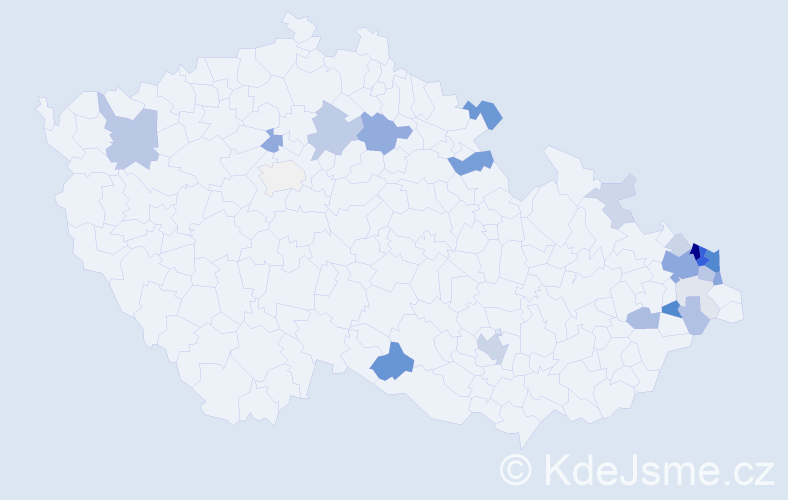 Příjmení: 'Mžik', počet výskytů 83 v celé ČR