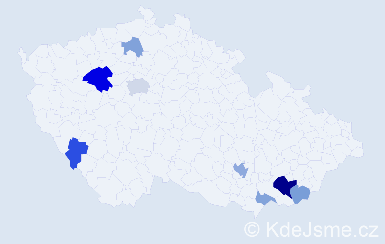 Příjmení: 'Kadarová', počet výskytů 18 v celé ČR