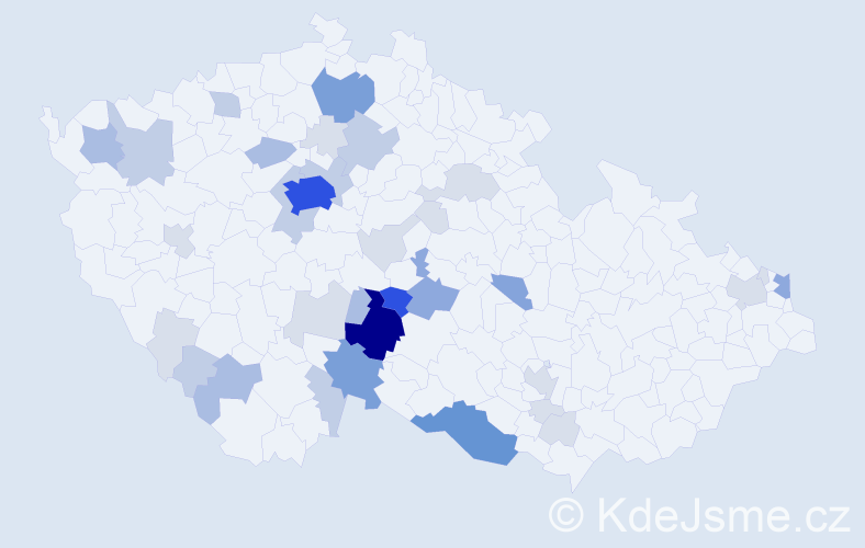 Příjmení: 'Dalíková', počet výskytů 118 v celé ČR