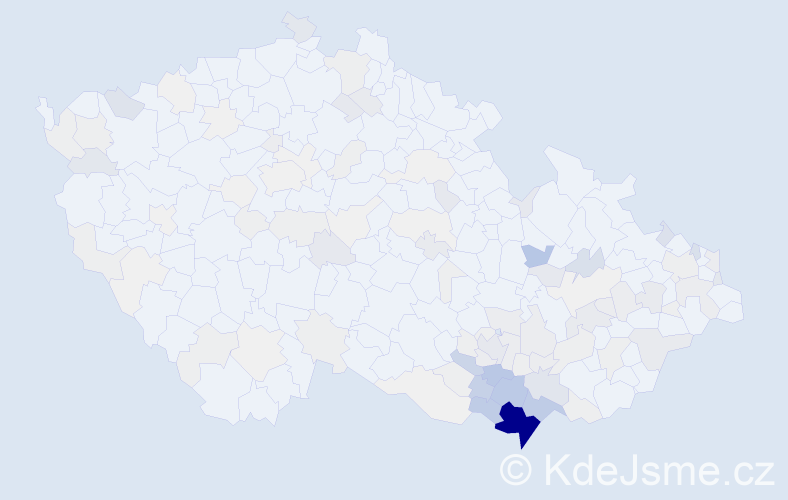Příjmení: 'Osička', počet výskytů 646 v celé ČR