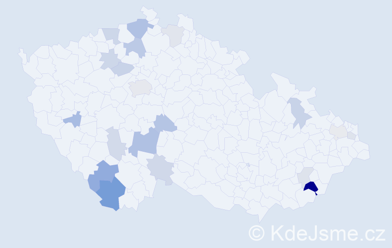 Příjmení: 'Majeriková', počet výskytů 38 v celé ČR