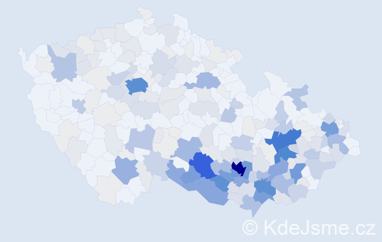 Příjmení: 'Kopeček', počet výskytů 1040 v celé ČR