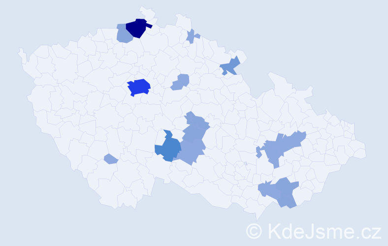 Příjmení: 'Vydlák', počet výskytů 39 v celé ČR