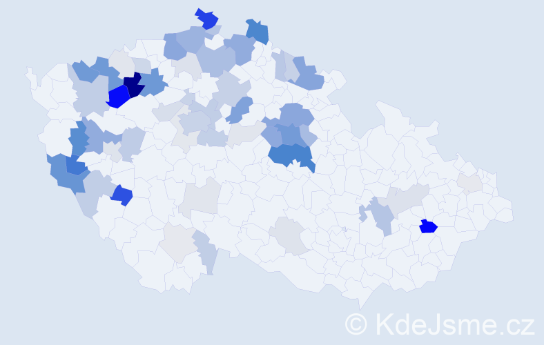 Příjmení: 'Kocek', počet výskytů 207 v celé ČR