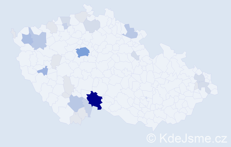 Příjmení: 'Punda', počet výskytů 94 v celé ČR