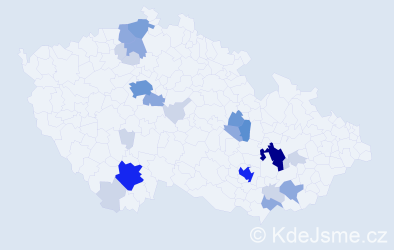Příjmení: 'Tabery', počet výskytů 74 v celé ČR