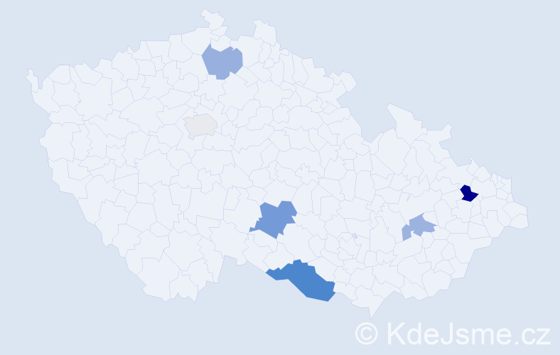 Příjmení: 'Zahrádecká', počet výskytů 10 v celé ČR