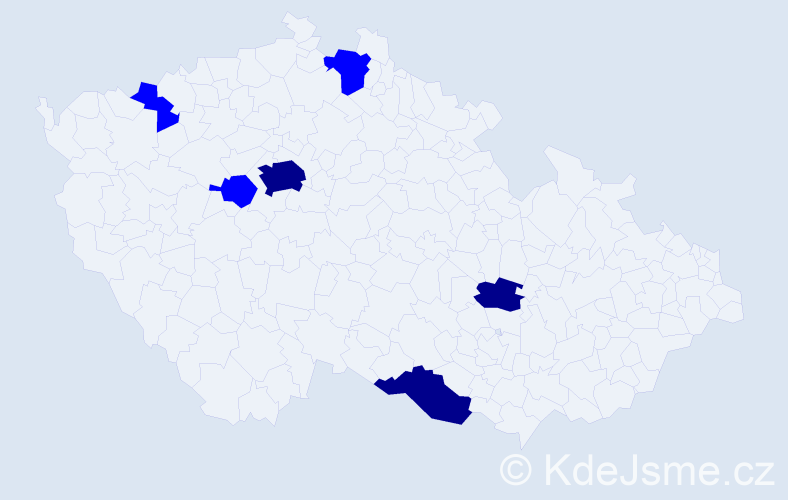 Příjmení: 'Prochazka', počet výskytů 9 v celé ČR