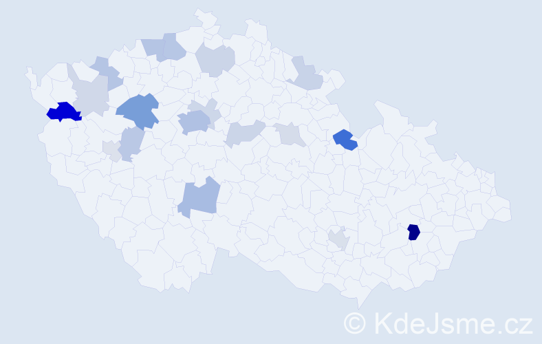 Příjmení: 'Kolesnyk', počet výskytů 47 v celé ČR