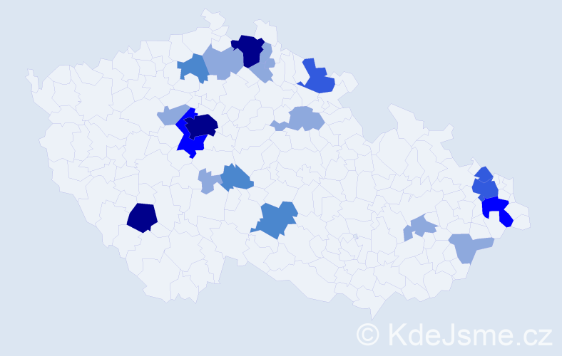 Příjmení: 'Kosák', počet výskytů 47 v celé ČR