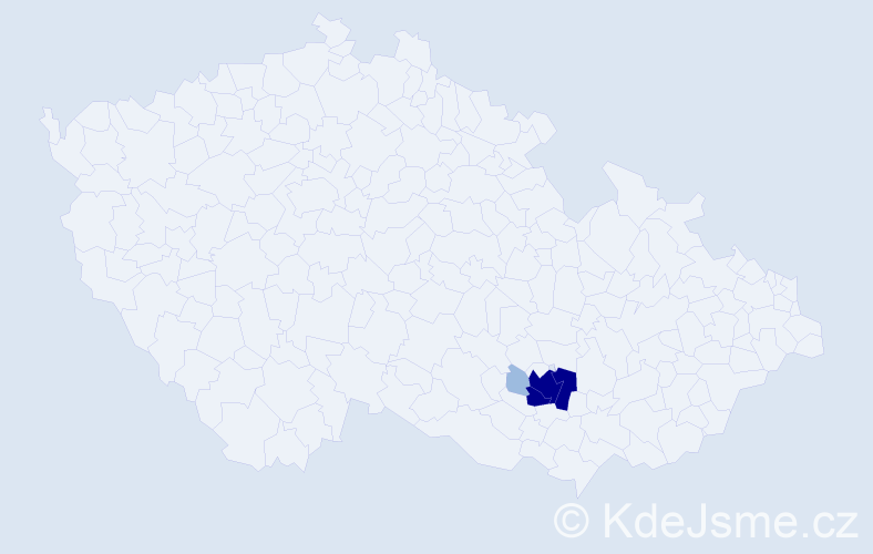 Příjmení: 'Kočvárková', počet výskytů 9 v celé ČR