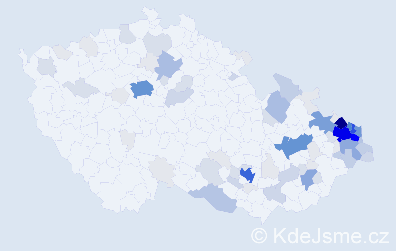 Příjmení: 'Kania', počet výskytů 352 v celé ČR