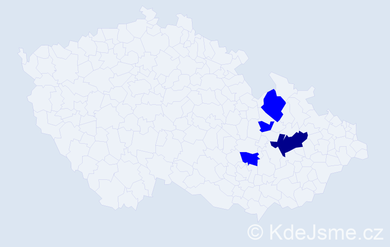 Příjmení: 'Bačevský', počet výskytů 9 v celé ČR