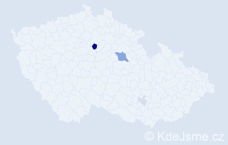 Příjmení: 'Kicsera', počet výskytů 5 v celé ČR