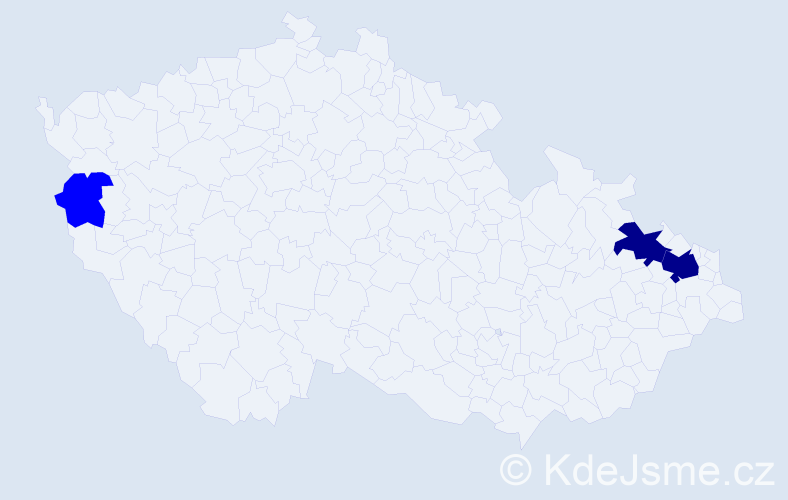Příjmení: 'Kalafová', počet výskytů 5 v celé ČR