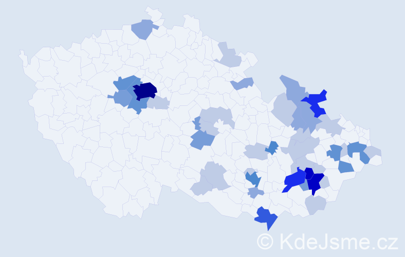 Příjmení: 'Páleníčková', počet výskytů 117 v celé ČR
