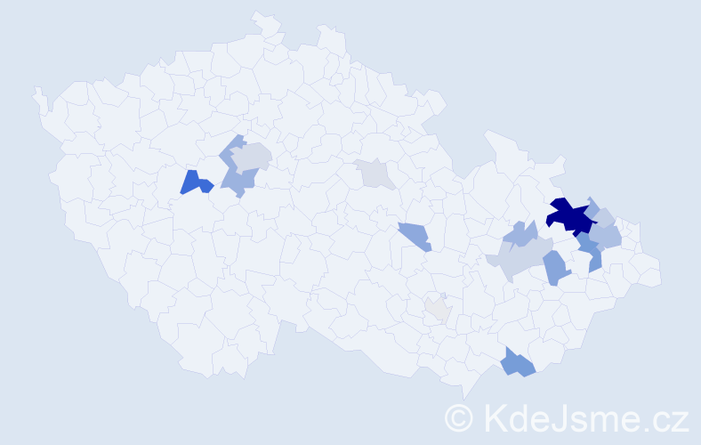 Příjmení: 'Paleta', počet výskytů 64 v celé ČR