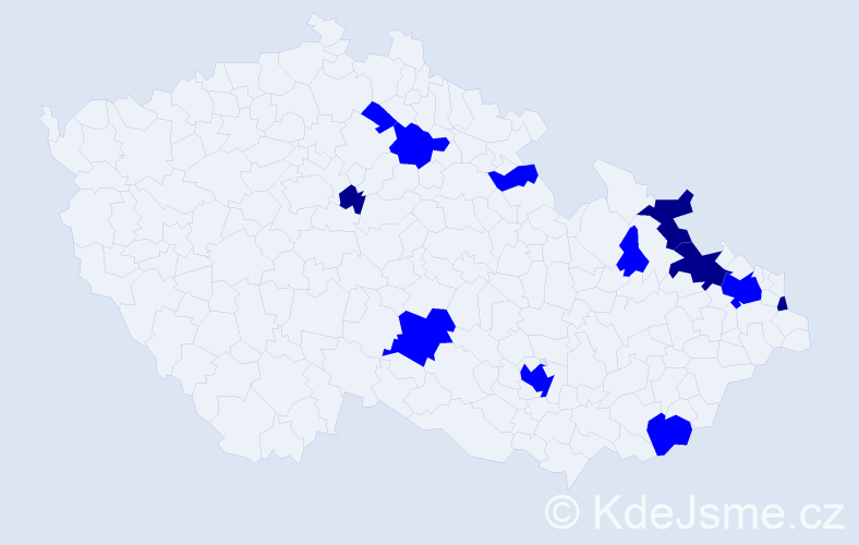 Příjmení: 'Vatrtová', počet výskytů 16 v celé ČR