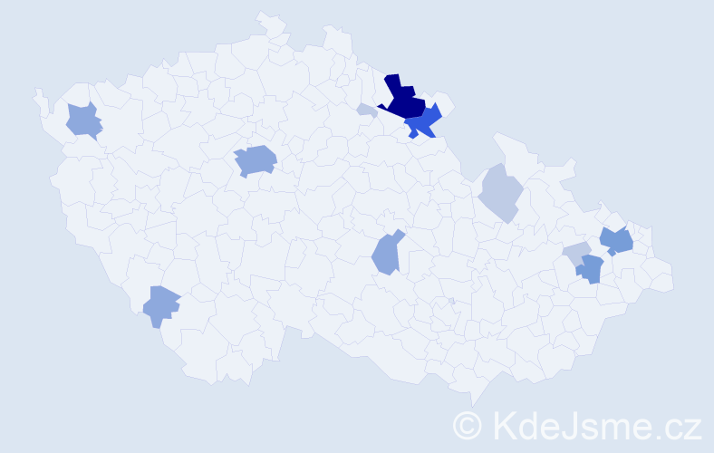 Příjmení: 'Romančáková', počet výskytů 33 v celé ČR