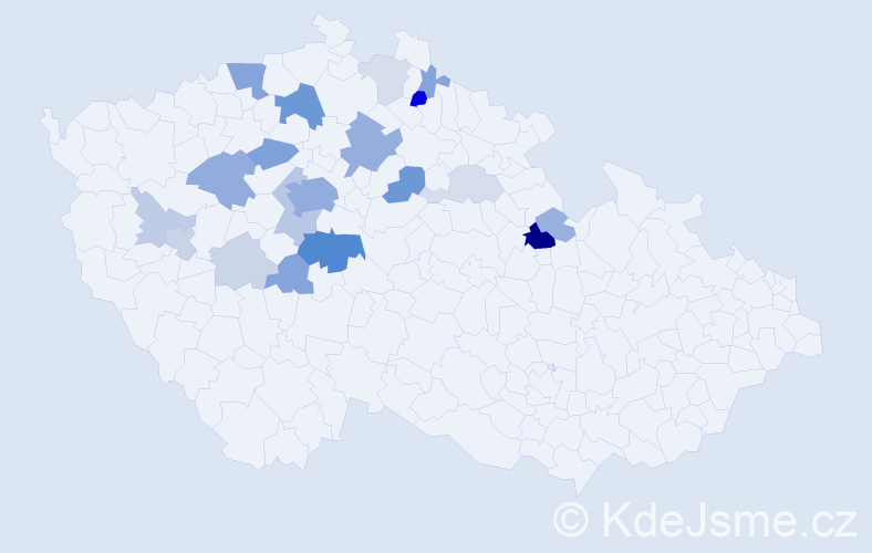 Příjmení: 'Kovrzková', počet výskytů 64 v celé ČR