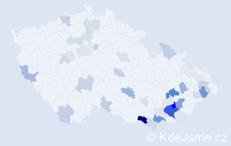 Příjmení: 'Hlavačka', počet výskytů 157 v celé ČR