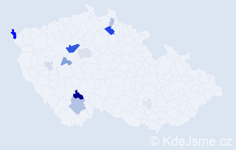 Příjmení: 'Prynychová', počet výskytů 25 v celé ČR