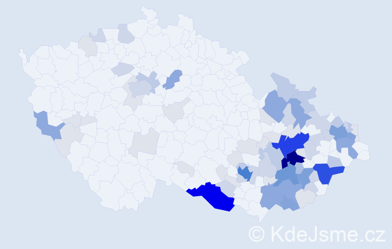 Příjmení: 'Bartoníková', počet výskytů 276 v celé ČR