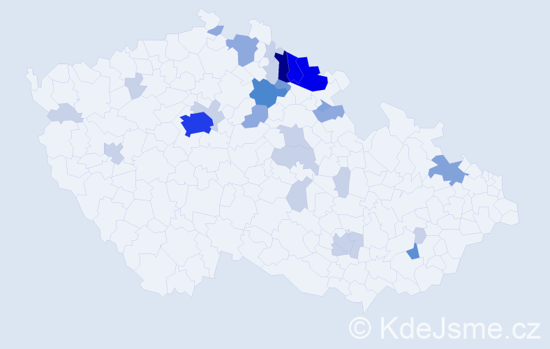 Příjmení: 'Kaván', počet výskytů 82 v celé ČR