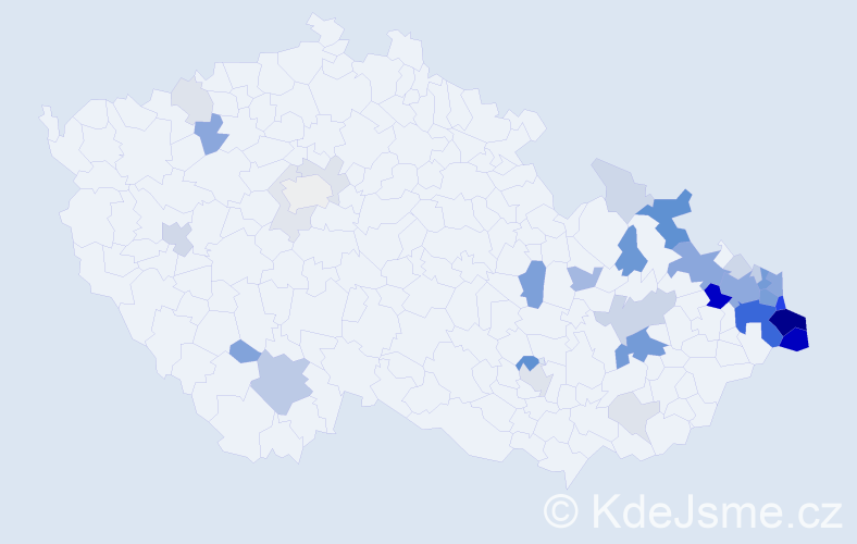 Příjmení: 'Bajtek', počet výskytů 143 v celé ČR