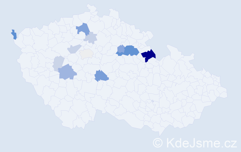 Příjmení: 'Káda', počet výskytů 37 v celé ČR