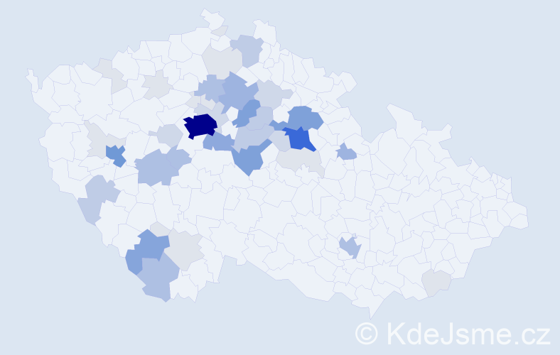 Příjmení: 'Dudla', počet výskytů 155 v celé ČR