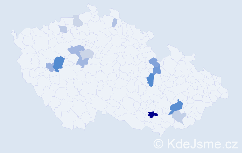 Příjmení: 'Kost', počet výskytů 33 v celé ČR