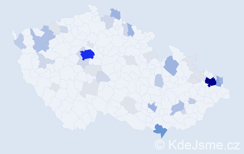 Příjmení: 'Babič', počet výskytů 147 v celé ČR