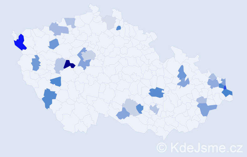 Příjmení: 'Štefaňáková', počet výskytů 84 v celé ČR
