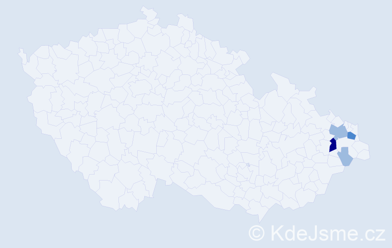 Příjmení: 'Kollega', počet výskytů 8 v celé ČR