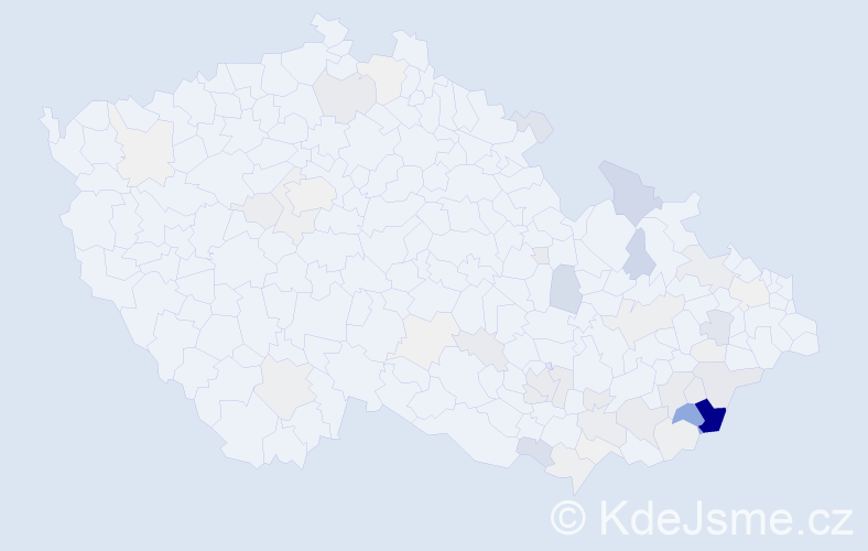Příjmení: 'Častulík', počet výskytů 194 v celé ČR