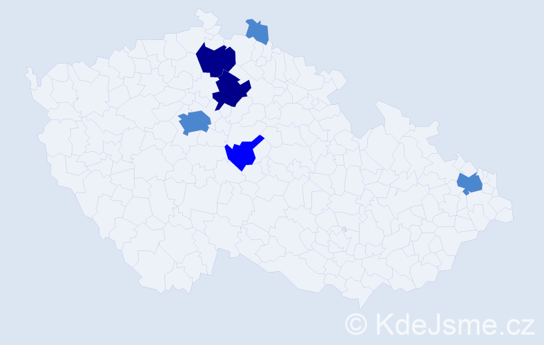 Příjmení: 'Dányi', počet výskytů 11 v celé ČR