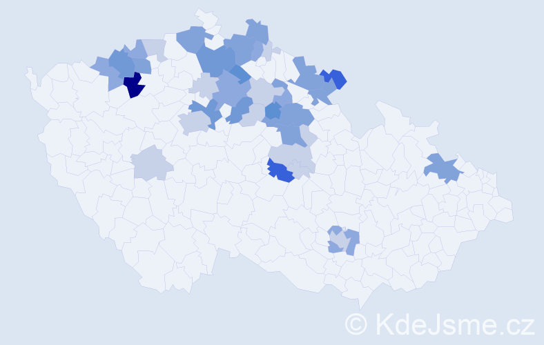 Příjmení: 'Štejnar', počet výskytů 107 v celé ČR