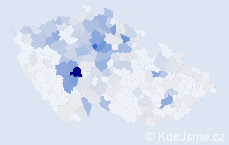 Příjmení: 'Holan', počet výskytů 812 v celé ČR