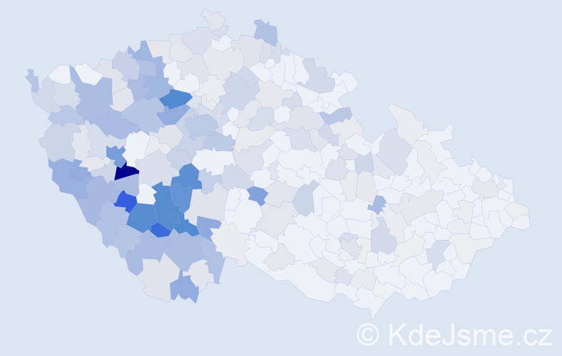 Příjmení: 'Bečvář', počet výskytů 957 v celé ČR