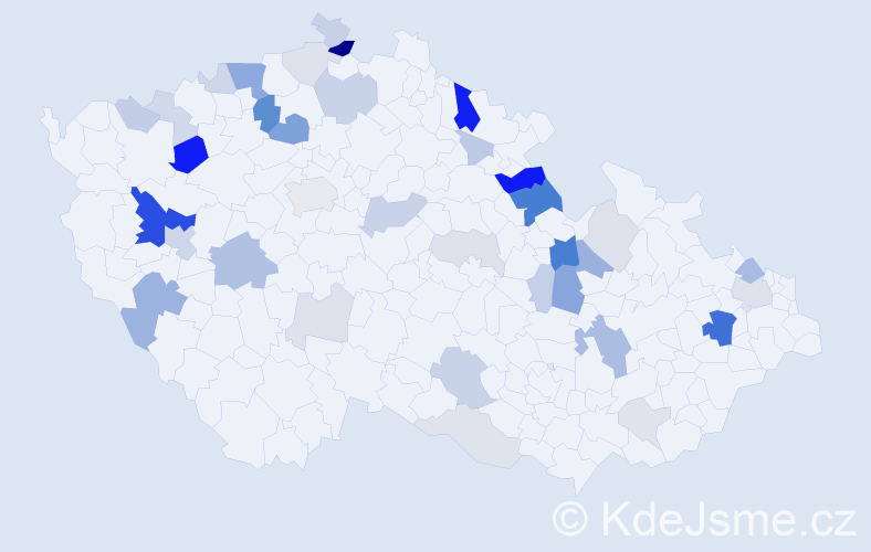 Příjmení: 'Klug', počet výskytů 110 v celé ČR