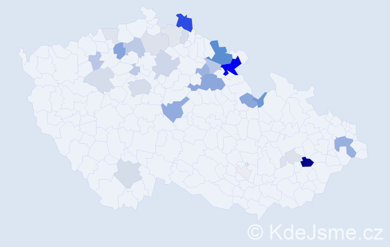 Příjmení: 'Celba', počet výskytů 84 v celé ČR