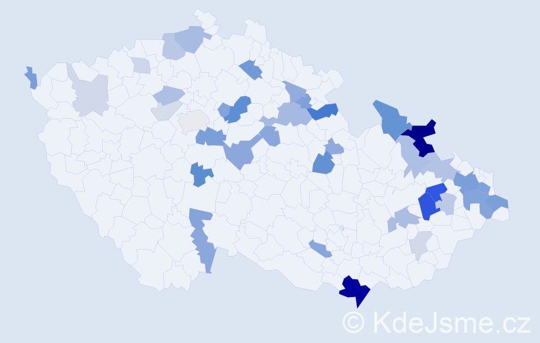 Příjmení: 'Backová', počet výskytů 94 v celé ČR