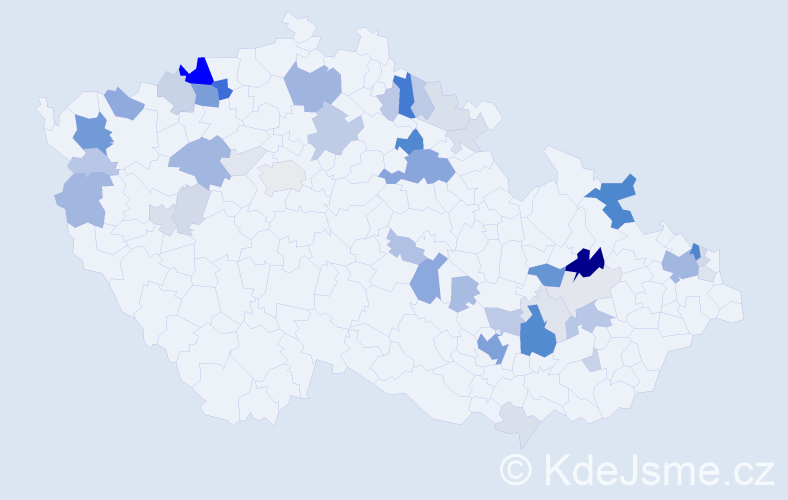 Příjmení: 'Mihok', počet výskytů 153 v celé ČR