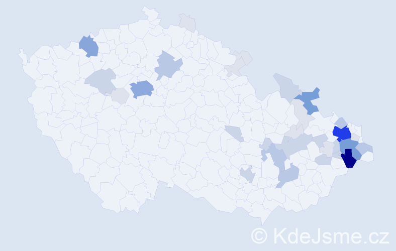 Příjmení: 'Mohelník', počet výskytů 115 v celé ČR