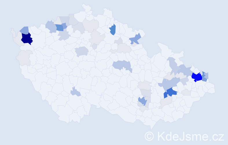 Příjmení: 'Klempár', počet výskytů 276 v celé ČR