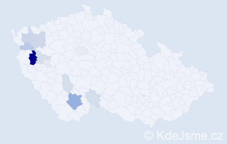 Příjmení: 'Kopet', počet výskytů 26 v celé ČR