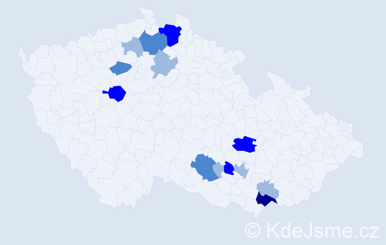 Příjmení: 'Koncová', počet výskytů 27 v celé ČR