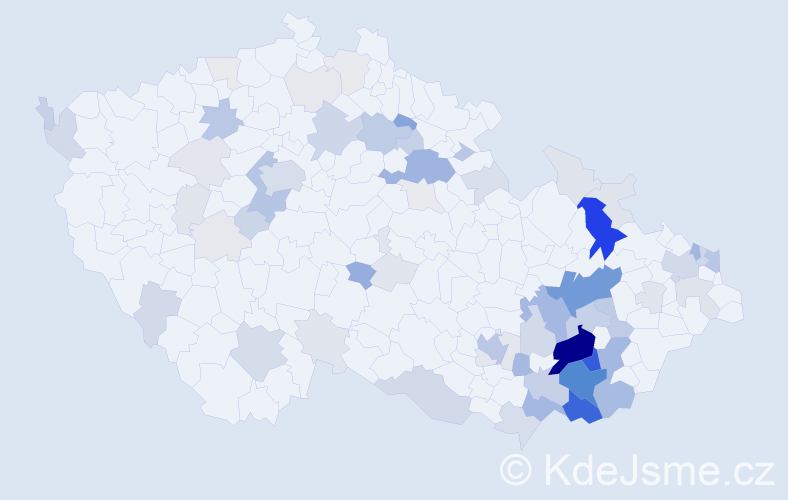 Příjmení: 'Melichárková', počet výskytů 290 v celé ČR